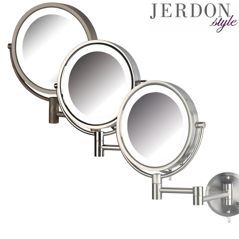 JERDON Wall-Mounted Makeup Mirror with Lights - Chrome Lighted Makeup Mirror with 8X Magnification - Model HL88CL - Image 5